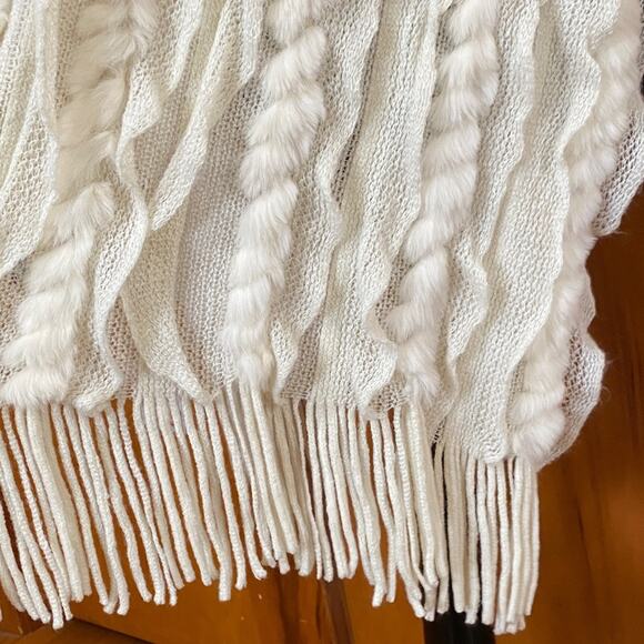 Cashmere Wool Rex Rabbit Fur 72” Scarf Fringe Pristine Condition Made in Spain - Picture 4 of 11